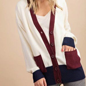Tri-color cardigan